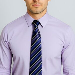 Vittorino Men’s Dress Shirt with Coordinated Striped Tie – Long Sleeve